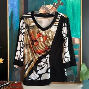 Ness Multicolor Abstract Floral Women's Top Smal